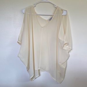 Tobi sheer cream colored blouse with slit sleeves